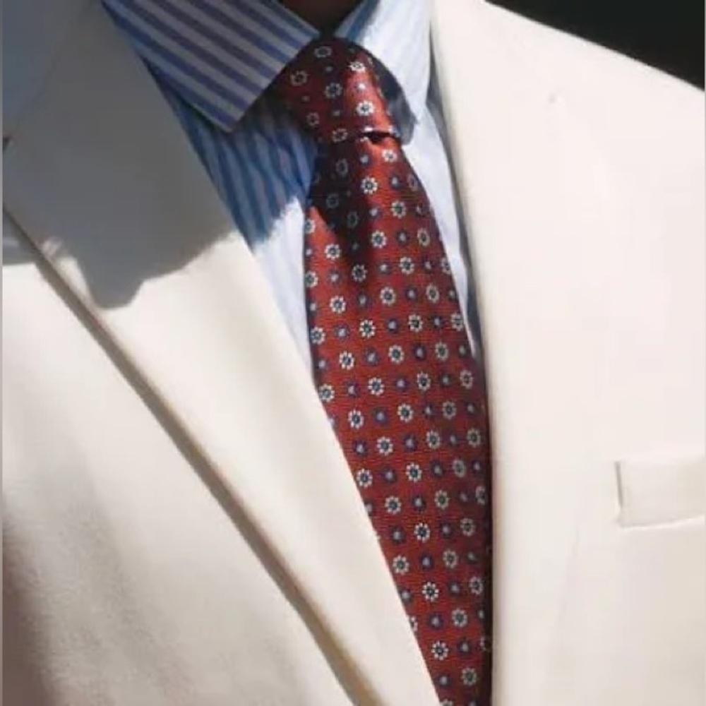 Brooks Brothers Rust Red Print Silk Nexk Tie